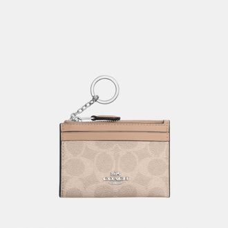 Coach Womens Mini ID Skinny in Signature Canvas - Beige - One Size