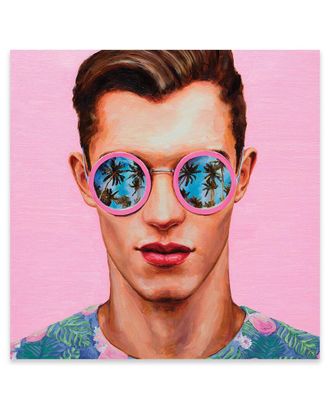 iCanvas Icanvas Pink Sunglasses Print On Acrylic Glass By Oleksandr Balbyshev