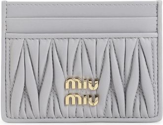 Miu Miu Wallets & Cardholders, female, Gray, Size: ONE SIZE Matelass&eacute; Nappa Leather Card Holder