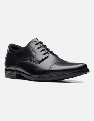 Clarks Mens Clarks Howard Cap black leather extra wide fit - Size: 7.5