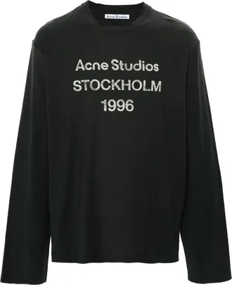 Acne Studios logo-print distressed T-shirt - unisex - Hemp/Cotton - M - Green