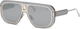 Philipp Plein SPP050 579X Mens Sunglasses Silver Size 99