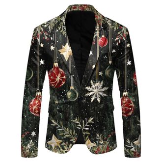 Generic Mens Blazers Christmas Suits Blazer Slim Fit Lapel One Button Suit Tuxedo Jacket Novelty Blazer Jacket Men Xmas Costume Party Outfit Tuxedo Suits Busi