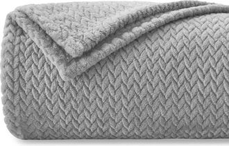 OEM Manta De Franela De 200 X 230 Cm, Manta Para Sof&aacute;, Manta S&uacute;per Suave Y Mullida, Manta Para Sof&aacute;, C&aacute;lida Y C&oacute;moda, Colcha De Alta Calidad, Gris Claro