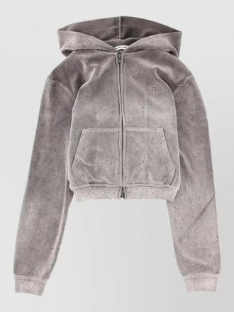 Alexander Wang logo hoodie cropped sweatshirt kangaroo pocket