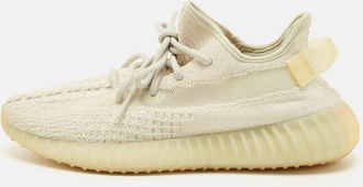 adidas White Knit Fabric Boost 350 V2 Light Sneakers Size 41 1/3