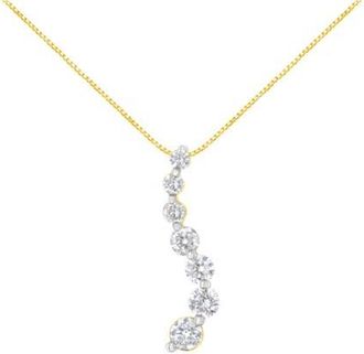 House of Brilliance AGS Certified 14K Yellow Gold 2.0 Cttw Diamond Journey 18 Pendant Necklace at Nordstrom