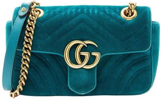 Gucci Matelass&eacute; Velvet Gg Marmont Small Flap Bag (Authentic Pre-Loved)