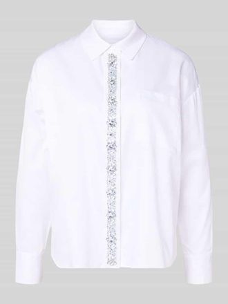 Rich & Royal Relaxed Fit Hemdbluse mit Strasssteinbesatz in Weiss, Gr&ouml;&szlig;e 38