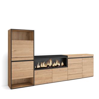 Skraut Home Zapatero, Armario Zapatos Botas, 274x145x35 Cm, Dormitorio, Habitaci&oacute;n, Chimenea El&eacute;ctrica Xxl, C&oacute;moda, Cajonera, Estilo Moderno, Roble - Skraut Home