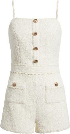Line & Dot Rhia Shell Button Tweed Romper in Ecru at Nordstrom, Size X-Small