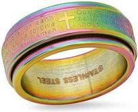 Steeltime Mens Lords Prayer Multicolor Stainless Steel Band Ring in Yellow Multi at Nordstrom Rack, Size 10