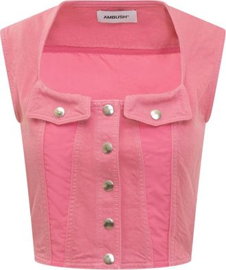 AMBUSH Denim Top - Stijlvol en Trendy - Dames - Bodywarmers - Roze - L - Denim - Jassen