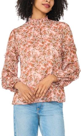 Chaus Floral Print Ruffle Top in Sand/Rust at Nordstrom, Size Medium