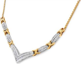 House of Brilliance 10K Yellow and White Gold 1.0 Cttw Diamond V Shape Statement Necklace at Nordstrom