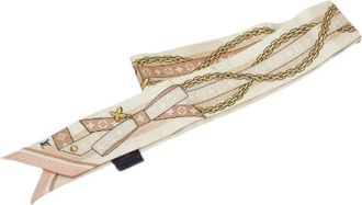 Louis Vuitton Pre-owned Bando BB Bow Monogram Silk Scarf - Dames - Vintage Accessoires - Beige - ONE Size - Vintage