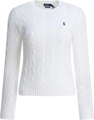 Polo Ralph Lauren Pima Katoenen Trui - Dames - Ronde hals truien - Wit - XS - Katoen - Truien & Vesten