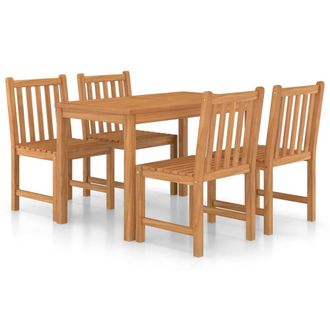 Berkfield Home 5 Piece Garden Dining Set Solid Teak Wood in Brown