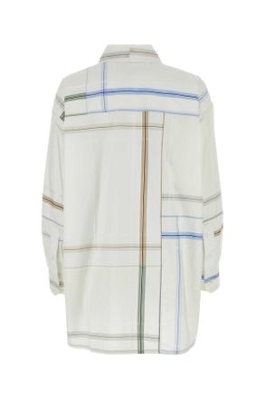 Bottega Veneta Womens Embroidered Poplin Shirt White Cotton