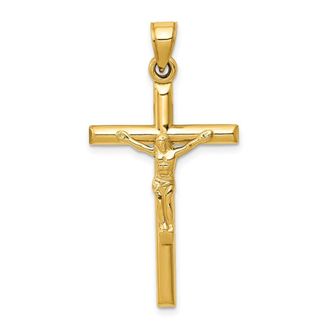 Diamond2Deal 14k Yellow Gold Hollow Crucifix Pendant