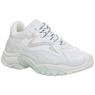 Ash Addict Leather Mesh Womens Low Top Trainers - Off White - Size:UK 4