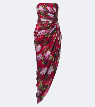 Carolina Herrera Floral silk chiffon bustier dress
