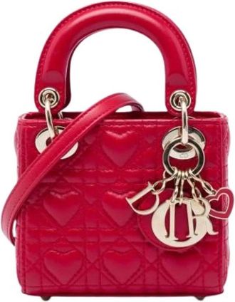 Dior Pre-owned Lady Dior - Dames - Vintage Mini Tas - Rood - ONE Size - Leer - Vintage