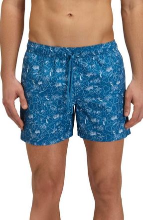 Sundek Print Swim Trunks in Fjord Blue at Nordstrom, Size X-Large