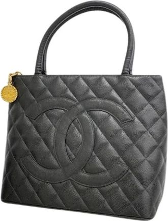 Chanel Pre-owned Handbags, female, Black, Size: ONE SIZE Pre-owned Vintage Tote Bag