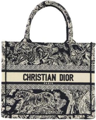 Dior Pre-owned Toile de Jouy Book Tote Canvas Embroidery Tote Bag - unisex - Vintage Shopper - Blauw - ONE Size - Vintage