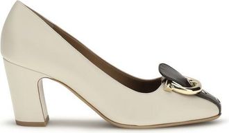 Ferragamo Beige Calf Leather Bos Taurus High Heel Womens Pumps
