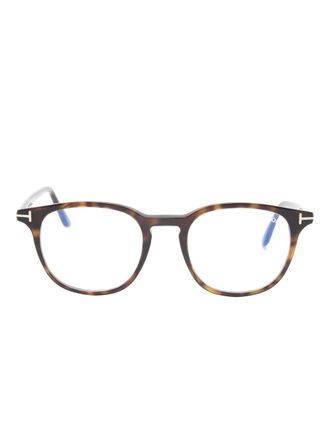 Tom Ford Eyewear Block geometric-frame glasses - Brown