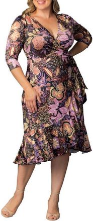 Kiyonna Flirty Flounce Wrap Dress in Wonderland at Nordstrom, Size 1X