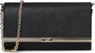 Michael Kors Mona Large East/West Clutch Clutch Womens Handbags Black, Leather