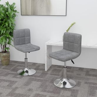 vidaXL Sillas De Comedor Giratorias 2 Unidades Tela Gris Claro Vidaxl