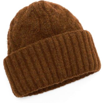 Free People Coast Line Cable Beanie in Coffee at Nordstrom