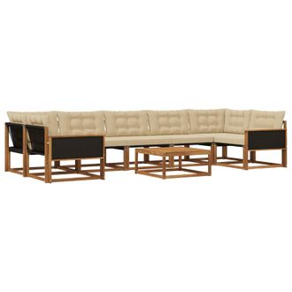 vidaXL Conjunto De Sof&aacute;s De Exterior Con Coj&iacute;n 8 Pcs Natural Y Beige Vidaxl