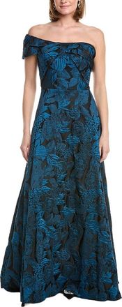 Rene Ruiz Off-The-Shoulder Mikado Fit & Flare Gown
