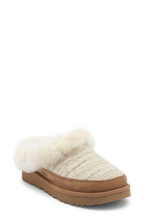 UGG Cluggette Genuine Shearling Lined Indoor/Outdoor Slipper in Natural /Chestnut at Nordstrom Rack, Size 12