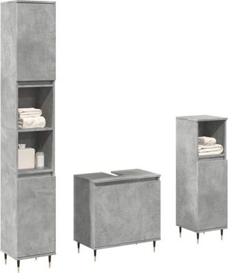 vidaXL Vidaxl - Set Muebles De Ba&ntilde;o 2 Piezas Madera Contrachapada Gris Hormig&oacute;n