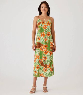 Karen Kane Pallie Bias Cut Midi Dress In Multi Print