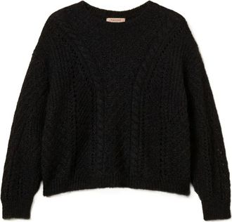 Twin-Set openwork wool-blend sweater - Black