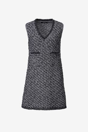 Fabiana Filippi Mittellanges gerades Kleid mit V-Ausschnitt aus Tweed