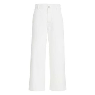 Brunello Cucinelli Brunello Cucinelli, Wide Trousers, female, White, Size: S Chino Crop Trousers