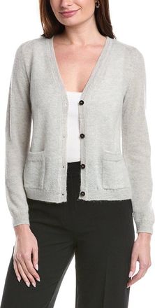 Lafayette 148 New York Patch Pocket V-Neck Mohair & Alpaca-Blend Cardigan