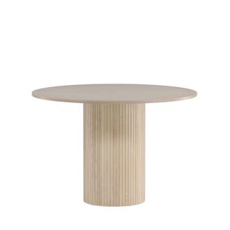 Venture Design Mesa de comedor redonda de madera blanqueada para 4 personas - blanca