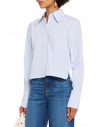 Frame Denim Modern Collar Shirt In Oxford Blue Multi