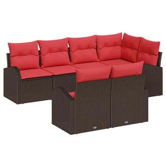 vidaXL Conjunto De Sof&aacute; De Jard&iacute;n Marr&oacute;n Rat&aacute;n Sint&eacute;tico Vidaxl