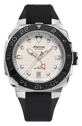 Alpina Seastrong Diver Extreme Rubber Strap Automatic GMT Watch, 39mm x 40.5mm in Silver-Tone at Nordstrom