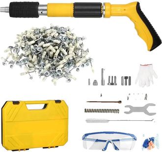OEM Mini Clavadora, Potencia Ajustable, Funcionamiento Silencioso, Color Amarillo + 100 Clavos + Caja De Herramientas